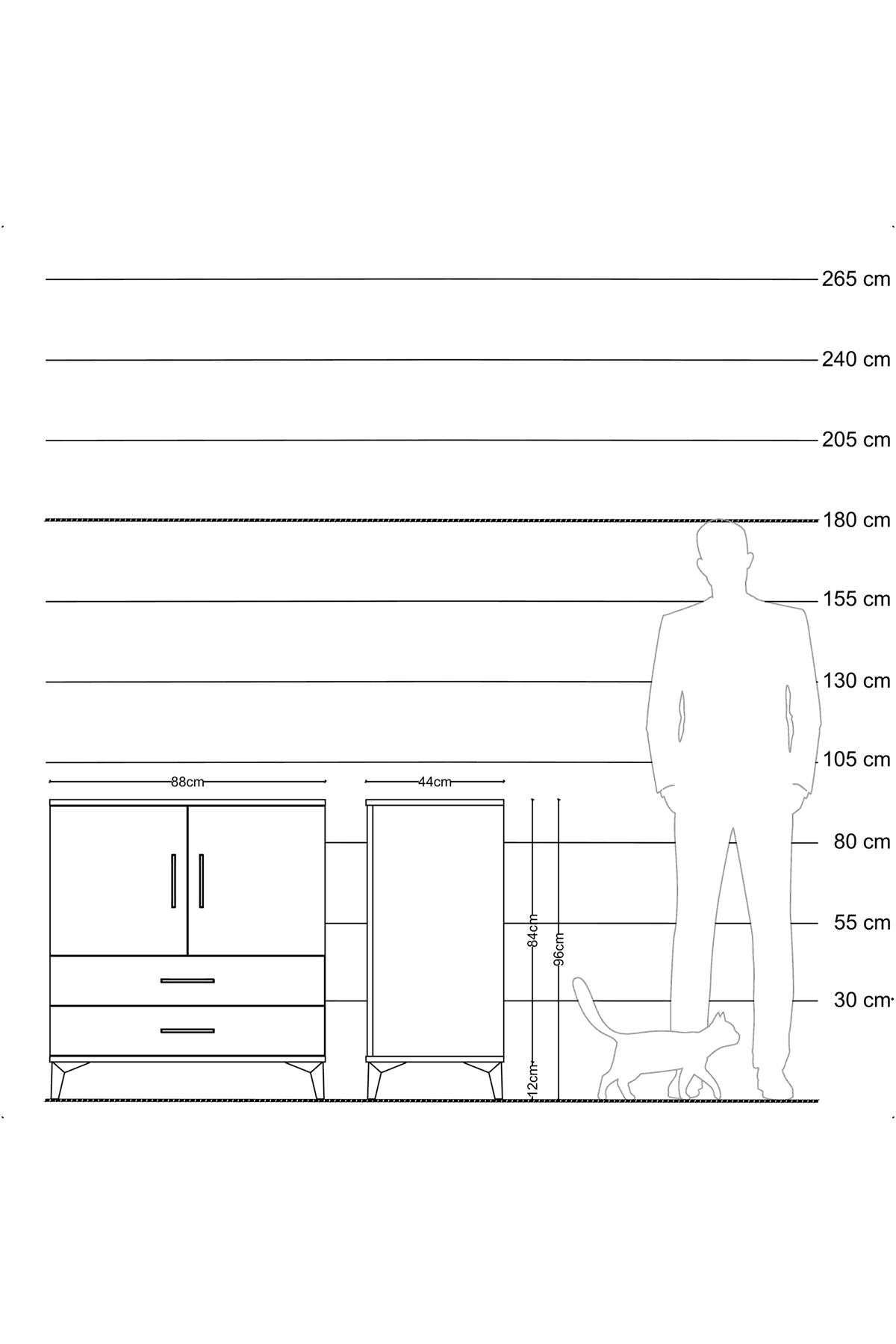 Hyperion Şifonyer 2 Raflı 2 Çekmeceli 2 Kapaklı 88x44x96 Aytaşı-Aytaşı