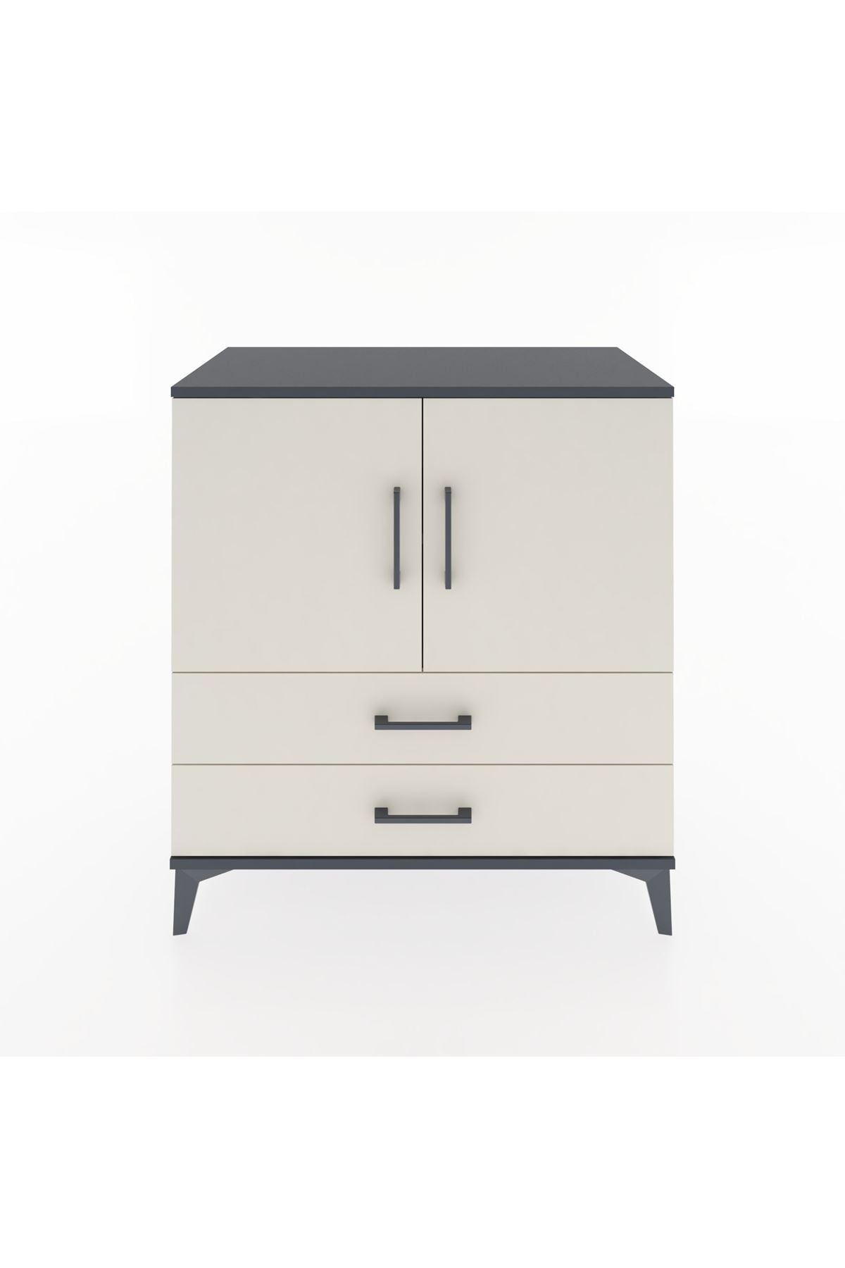 Hyperion Şifonyer 2 Raflı 2 Çekmeceli 2 Kapaklı 88x44x96 Antrasit-Aytaşı