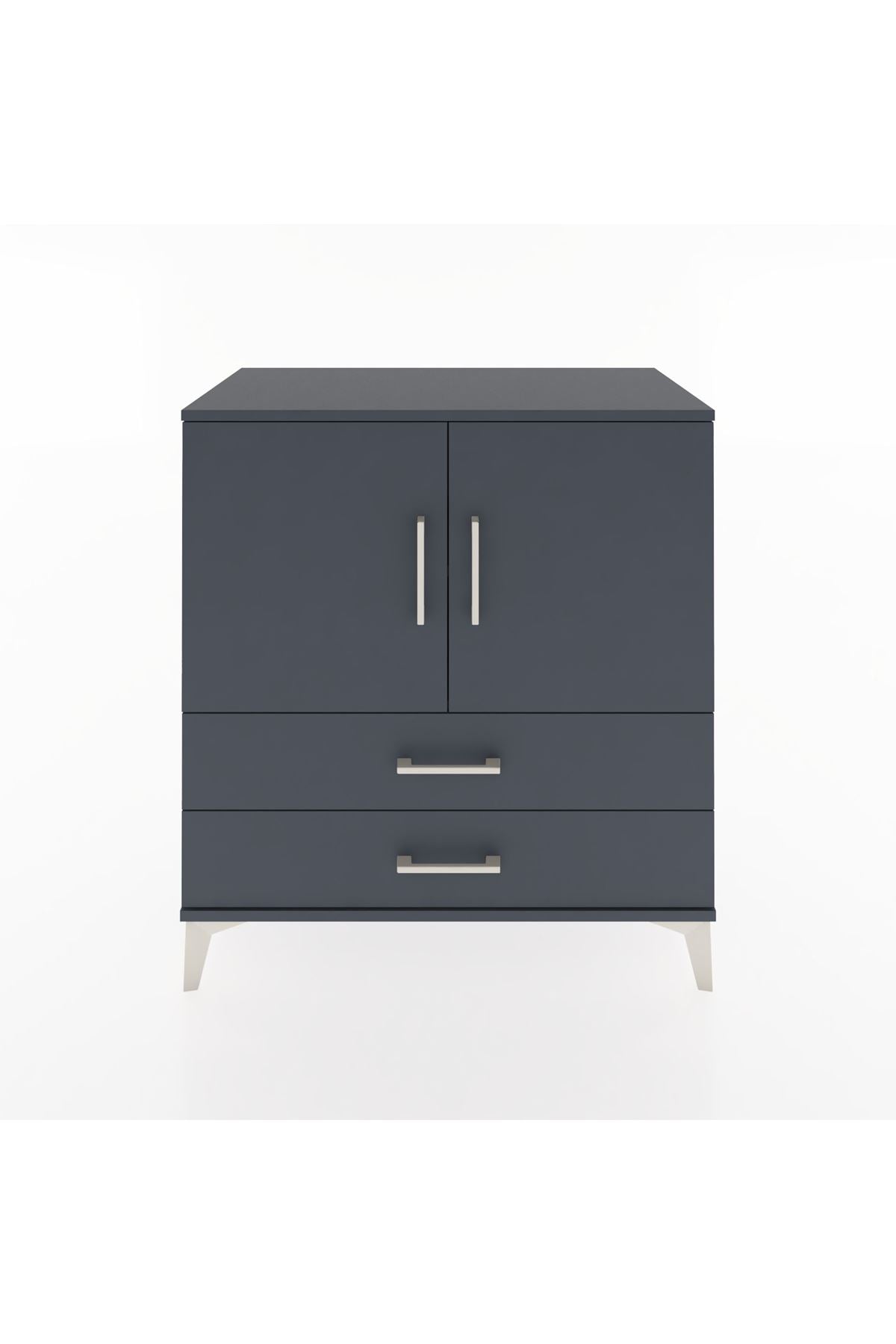 Hyperion Şifonyer 2 Raflı 2 Çekmeceli 2 Kapaklı 88x44x96 Antrasit-Antrasit