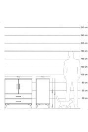 Hyperion Şifonyer 2 Raflı 2 Çekmeceli 2 Kapaklı 88x44x96 Antrasit-Antrasit