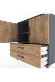 Hyperion Şifonyer 2 Raflı 2 Çekmeceli 2 Kapaklı 88x44x96 Antrasit-Çam