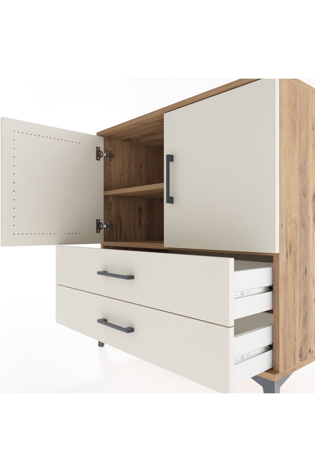 Hyperion Şifonyer 2 Raflı 2 Çekmeceli 2 Kapaklı 88x44x96 Çam-Aytaşı