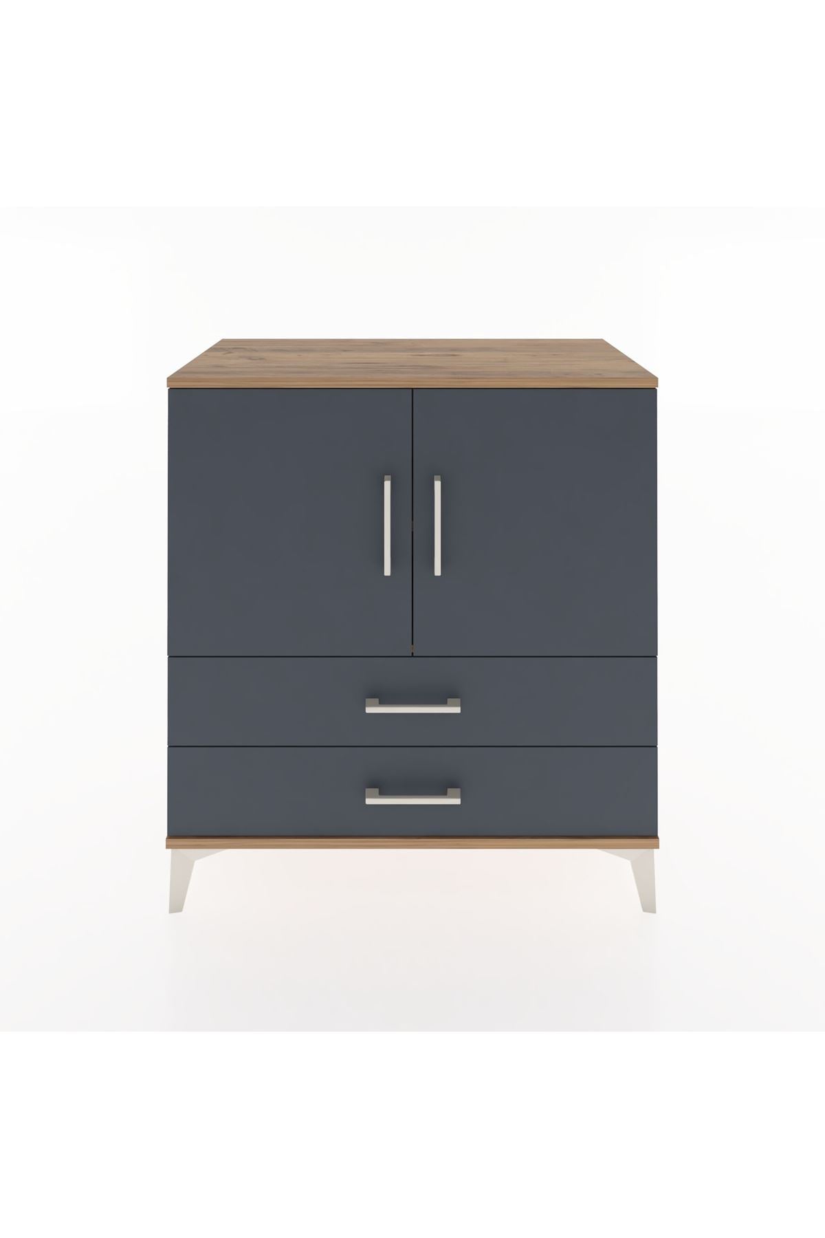 Hyperion Şifonyer 2 Raflı 2 Çekmeceli 2 Kapaklı 88x44x96 Çam-Antrasit