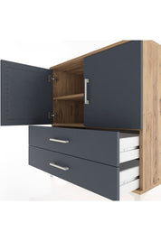 Hyperion Şifonyer 2 Raflı 2 Çekmeceli 2 Kapaklı 88x44x96 Çam-Antrasit