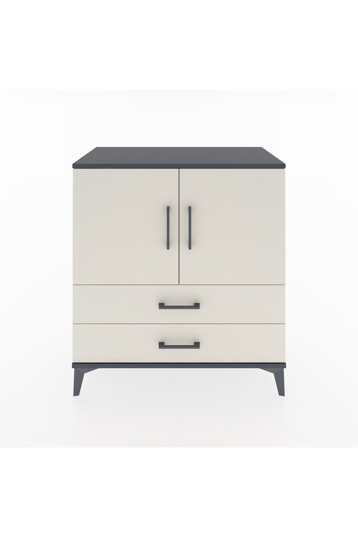 Hyperion Şifonyer Tek Raflı 2 Çekmeceli 2 Kapaklı 88x44x96 Antrasit-Aytaşı