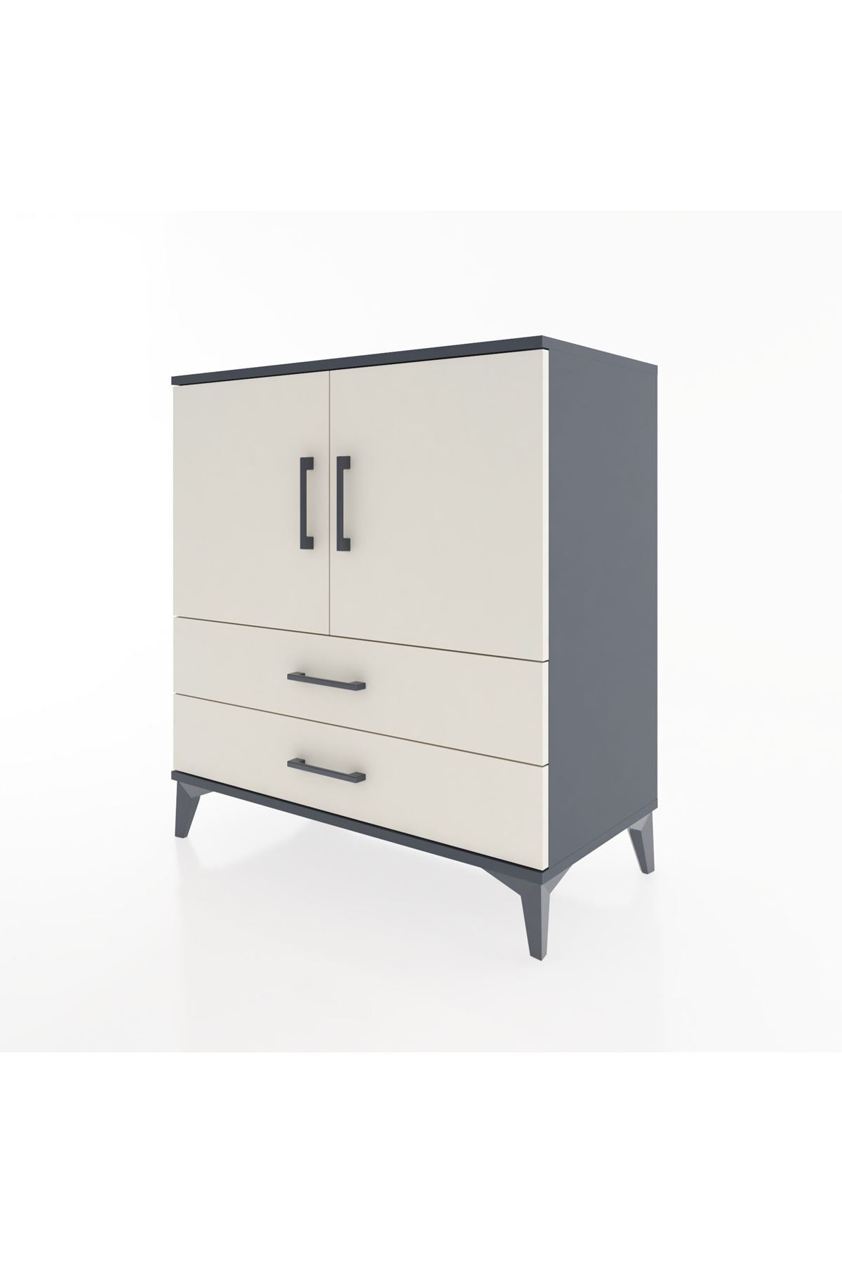 Hyperion Şifonyer Tek Raflı 2 Çekmeceli 2 Kapaklı 88x44x96 Antrasit-Aytaşı