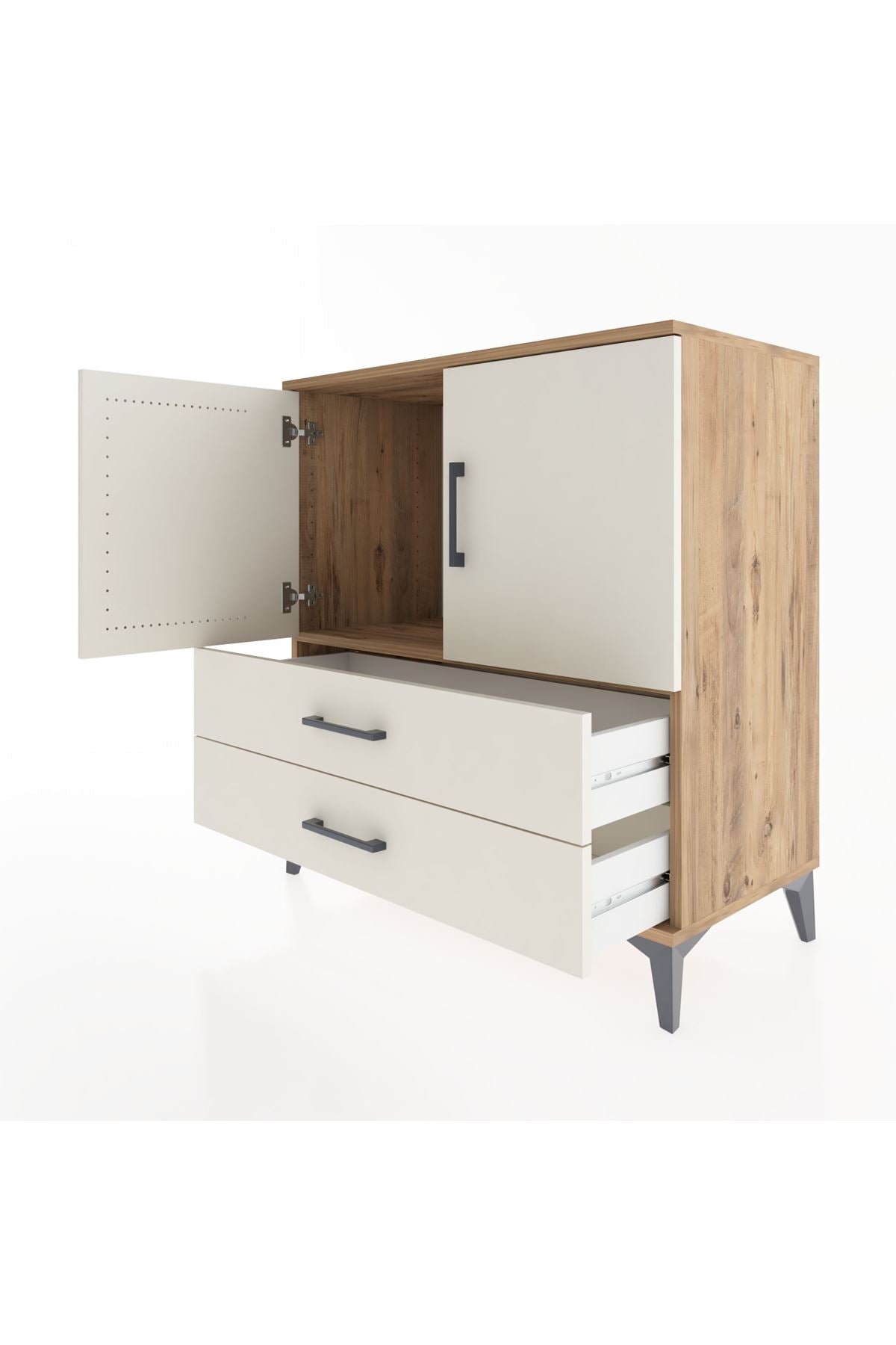 Hyperion Şifonyer Tek Raflı 2 Çekmeceli 2 Kapaklı 88x44x96 Çam-Aytaşı