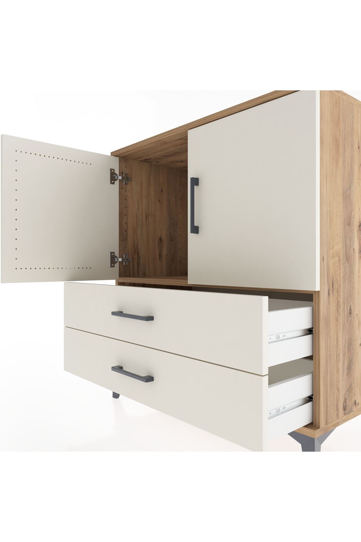 Hyperion Şifonyer Tek Raflı 2 Çekmeceli 2 Kapaklı 88x44x96 Çam-Aytaşı