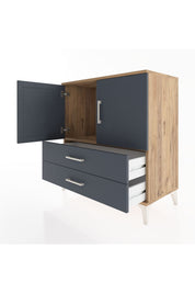 Hyperion Şifonyer Tek Raflı 2 Çekmeceli 2 Kapaklı 88x44x96 Çam-Antrasit