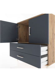Hyperion Şifonyer Tek Raflı 2 Çekmeceli 2 Kapaklı 88x44x96 Çam-Antrasit