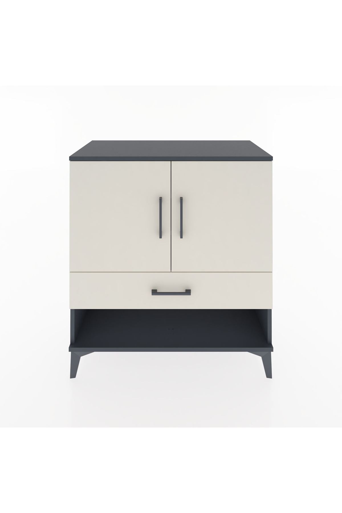 Hyperion Şifonyer 3 Raflı Tek Çekmeceli 2 Kapaklı 88x44x96 Antrasit-Aytaşı