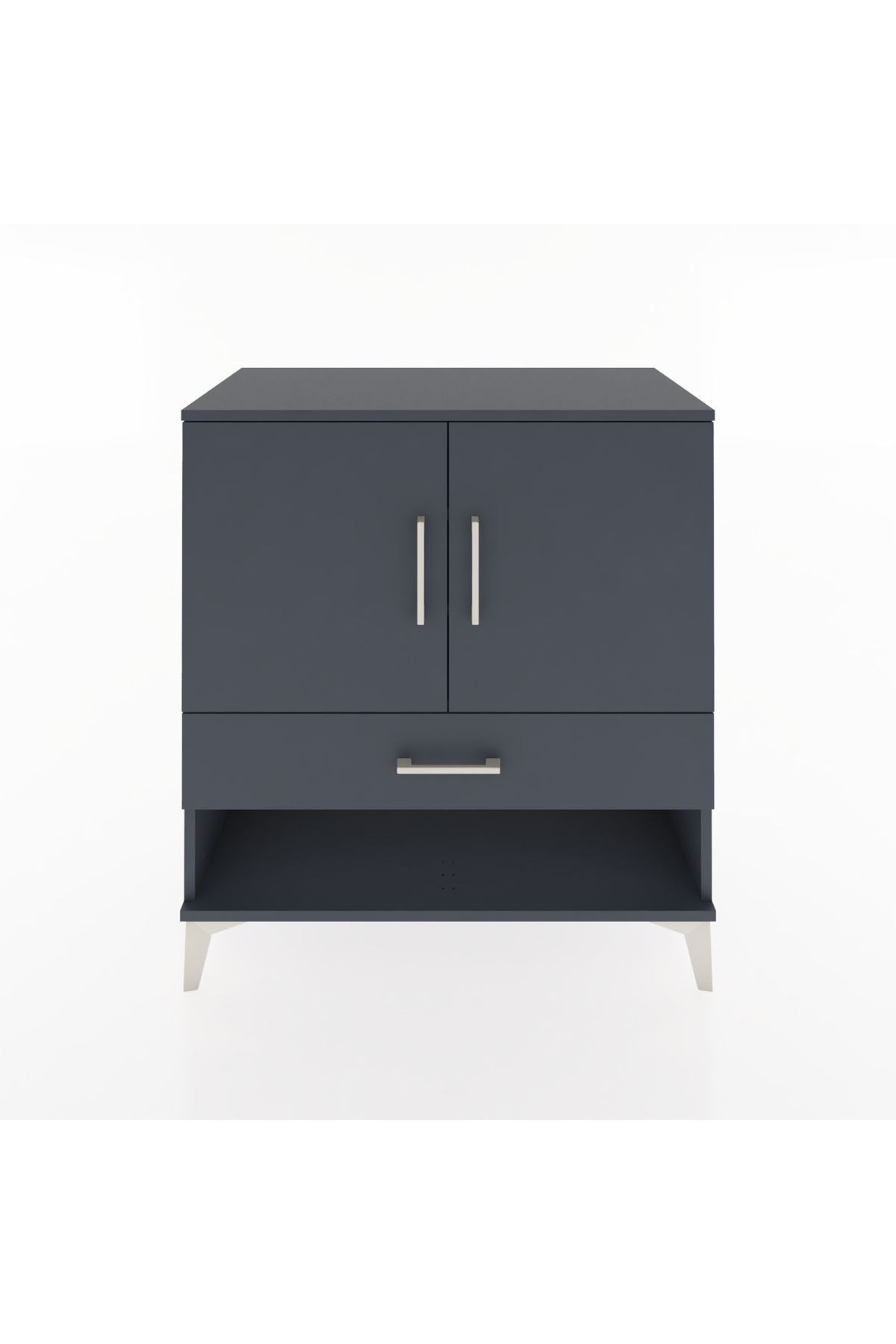 Hyperion Şifonyer 3 Raflı Tek Çekmeceli 2 Kapaklı 88x44x96 Antrasit-Antrasit