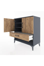 Hyperion Şifonyer 3 Raflı Tek Çekmeceli 2 Kapaklı 88x44x96 Antrasit-Çam