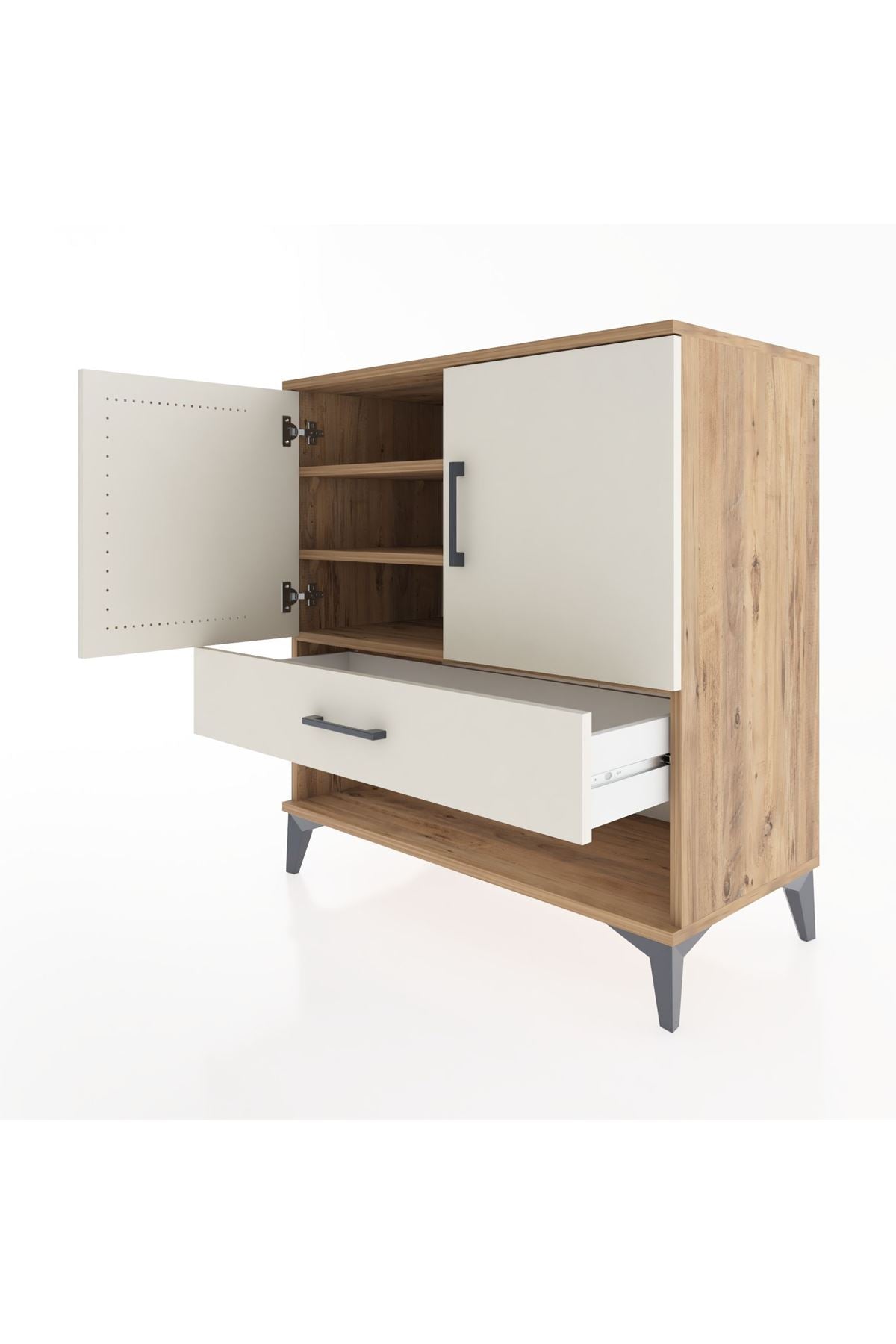 Hyperion Şifonyer 3 Raflı Tek Çekmeceli 2 Kapaklı 88x44x96 Çam-Aytaşı