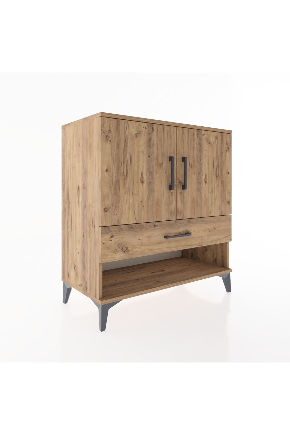 Hyperion Şifonyer 3 Raflı Tek Çekmeceli 2 Kapaklı 88x44x96 Çam-Çam