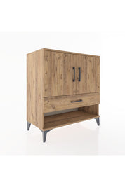 Hyperion Şifonyer 3 Raflı Tek Çekmeceli 2 Kapaklı 88x44x96 Çam-Çam