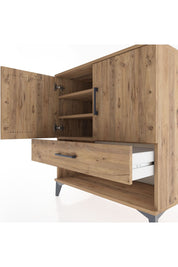 Hyperion Şifonyer 3 Raflı Tek Çekmeceli 2 Kapaklı 88x44x96 Çam-Çam