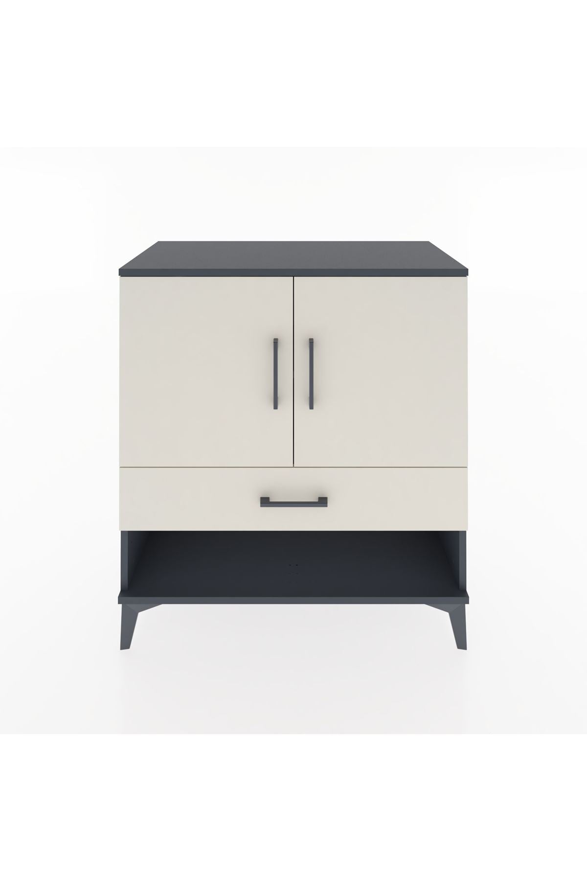 Hyperion Şifonyer 2 Raflı Tek Çekmeceli 2 Kapaklı 88x44x96 Antrasit-Aytaşı