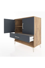 Hyperion Şifonyer 2 Raflı Tek Çekmeceli 2 Kapaklı 88x44x96 Çam-Antrasit