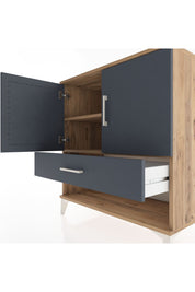 Hyperion Şifonyer 2 Raflı Tek Çekmeceli 2 Kapaklı 88x44x96 Çam-Antrasit