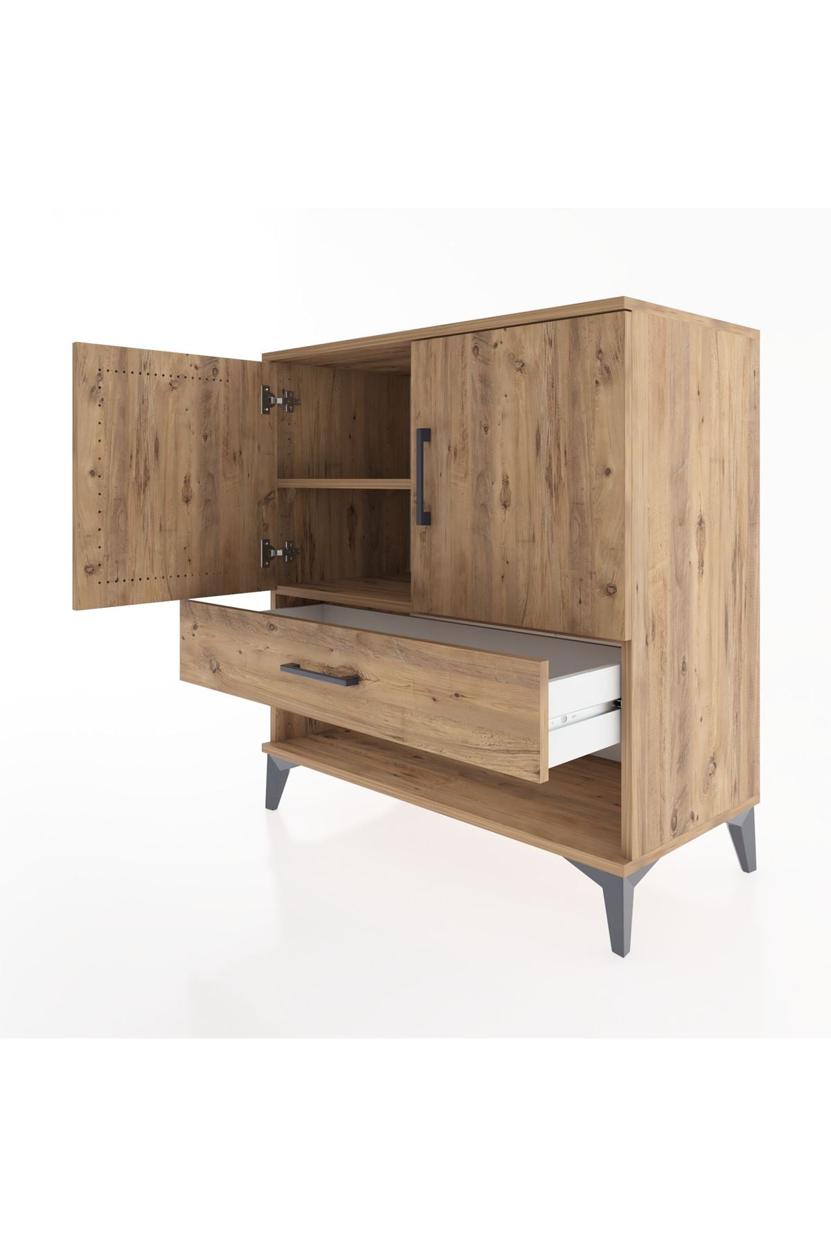 Hyperion Şifonyer 2 Raflı Tek Çekmeceli 2 Kapaklı 88x44x96 Çam-Çam