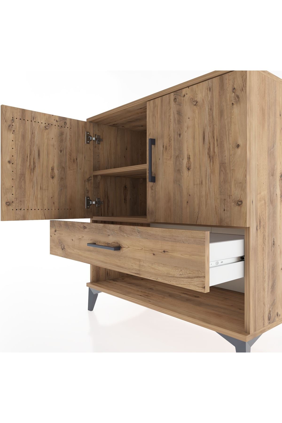 Hyperion Şifonyer 2 Raflı Tek Çekmeceli 2 Kapaklı 88x44x96 Çam-Çam