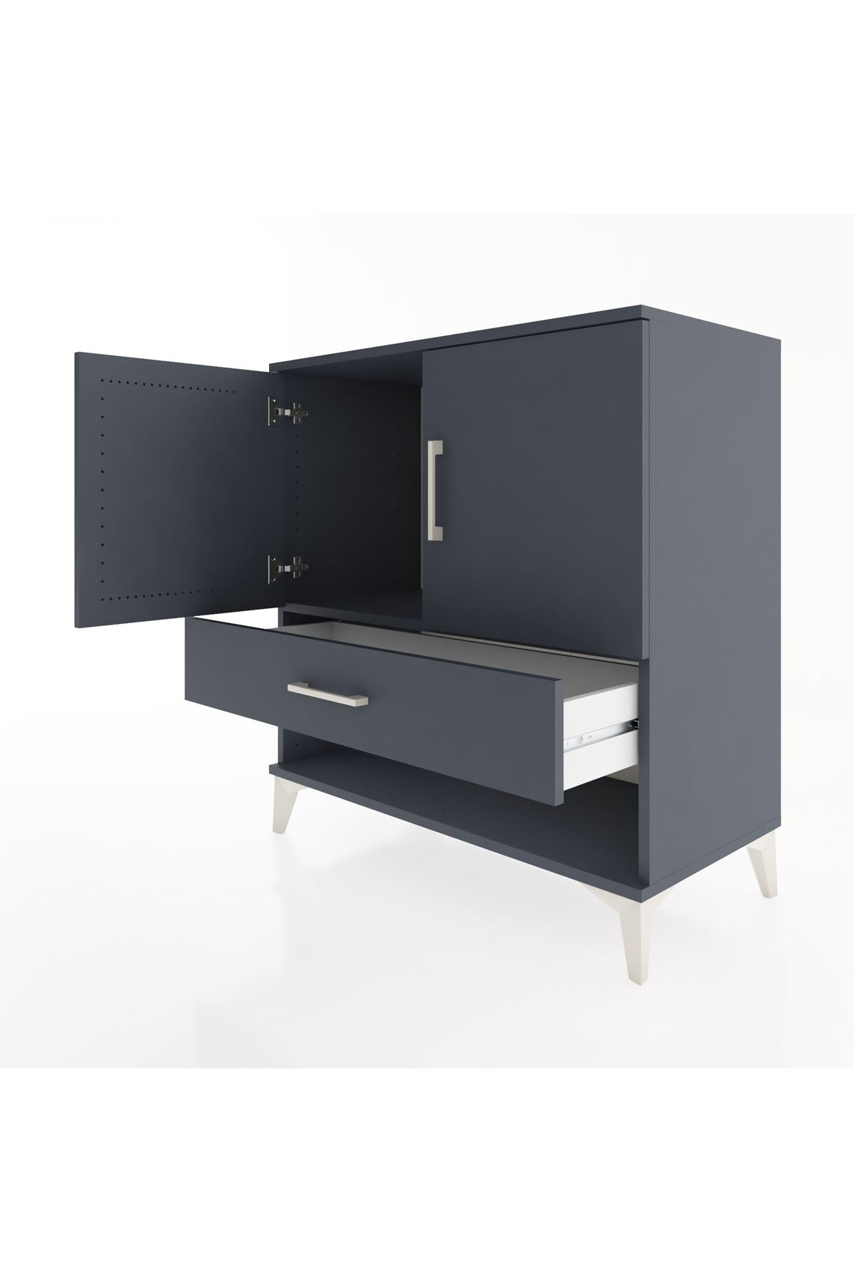 Hyperion Şifonyer Tek Raflı Tek Çekmeceli 2 Kapaklı 88x44x96 Antrasit-Antrasit