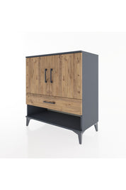 Hyperion Şifonyer Tek Raflı Tek Çekmeceli 2 Kapaklı 88x44x96 Antrasit-Çam