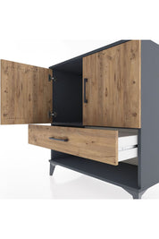 Hyperion Şifonyer Tek Raflı Tek Çekmeceli 2 Kapaklı 88x44x96 Antrasit-Çam