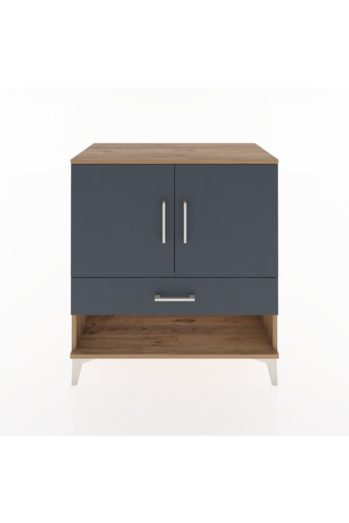 Hyperion Şifonyer Tek Raflı Tek Çekmeceli 2 Kapaklı 88x44x96 Çam-Antrasit