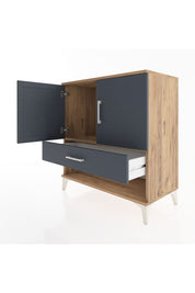 Hyperion Şifonyer Tek Raflı Tek Çekmeceli 2 Kapaklı 88x44x96 Çam-Antrasit