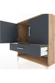 Hyperion Şifonyer Tek Raflı Tek Çekmeceli 2 Kapaklı 88x44x96 Çam-Antrasit