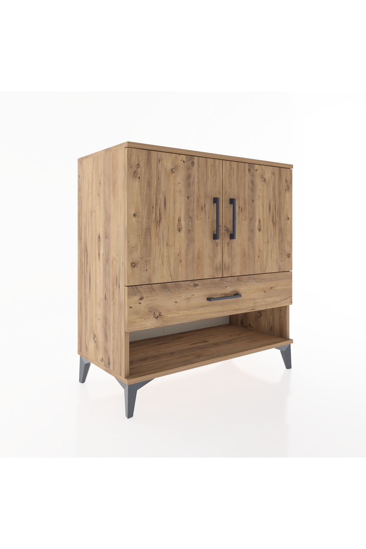 Hyperion Şifonyer Tek Raflı Tek Çekmeceli 2 Kapaklı 88x44x96 Çam-Çam