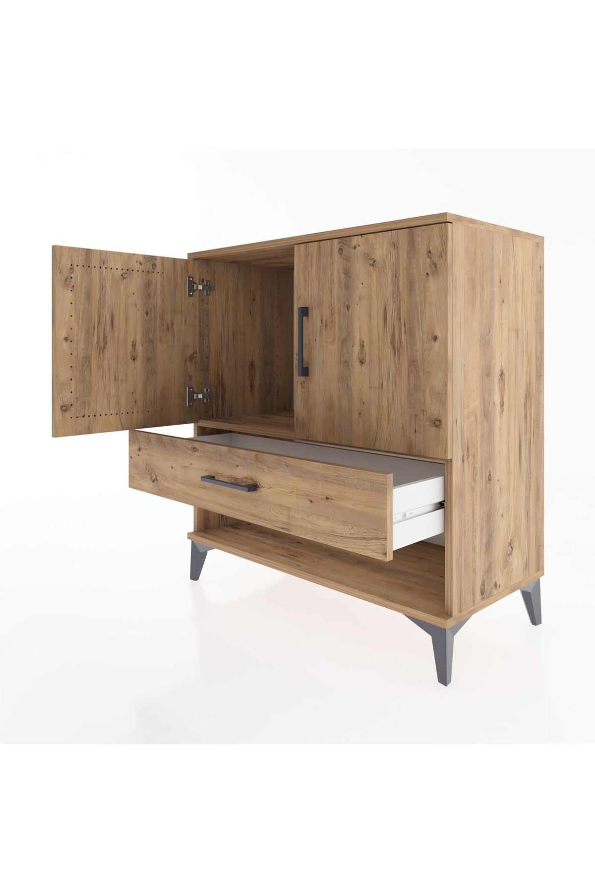 Hyperion Şifonyer Tek Raflı Tek Çekmeceli 2 Kapaklı 88x44x96 Çam-Çam