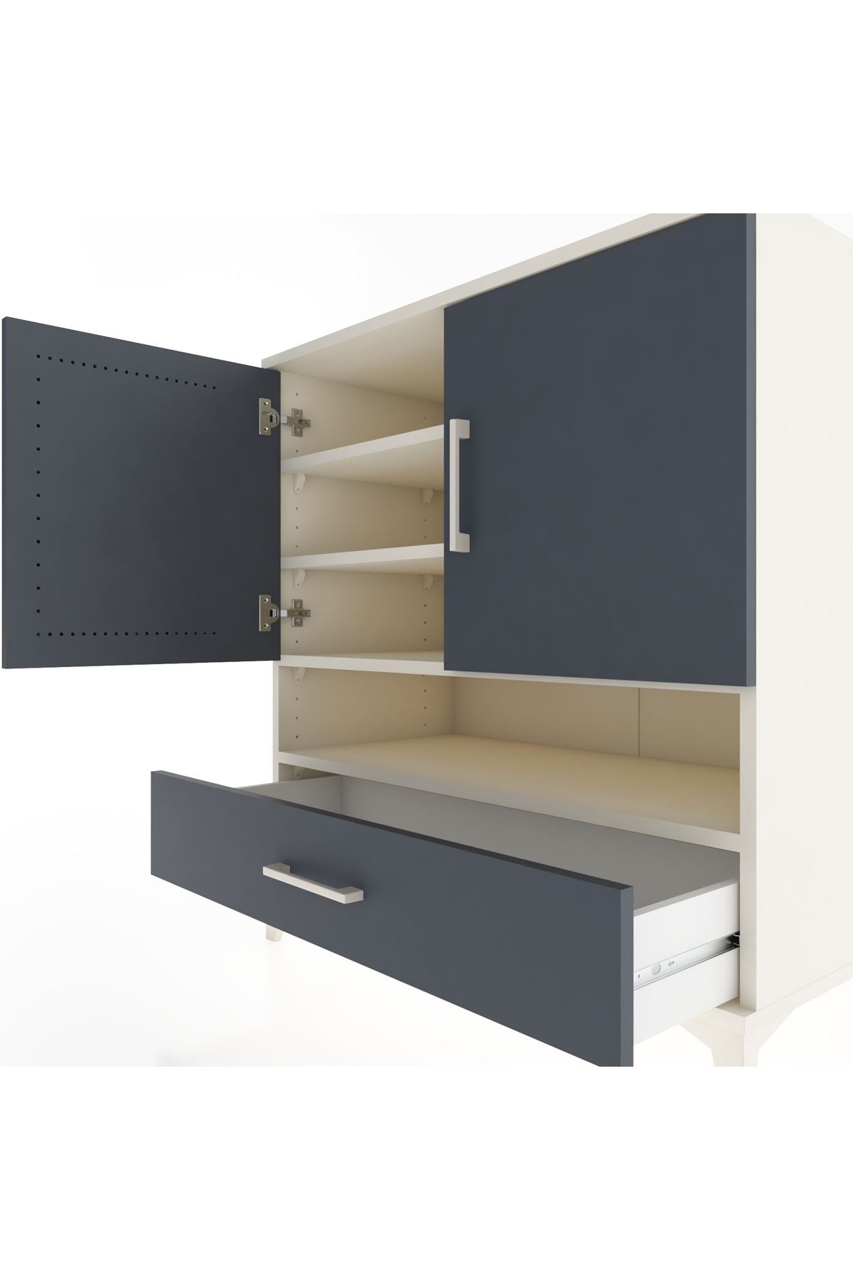 Hyperion Şifonyer 4 Raflı Tek Çekmeceli 2 Kapaklı 88x44x96 Aytaşı-Antrasit