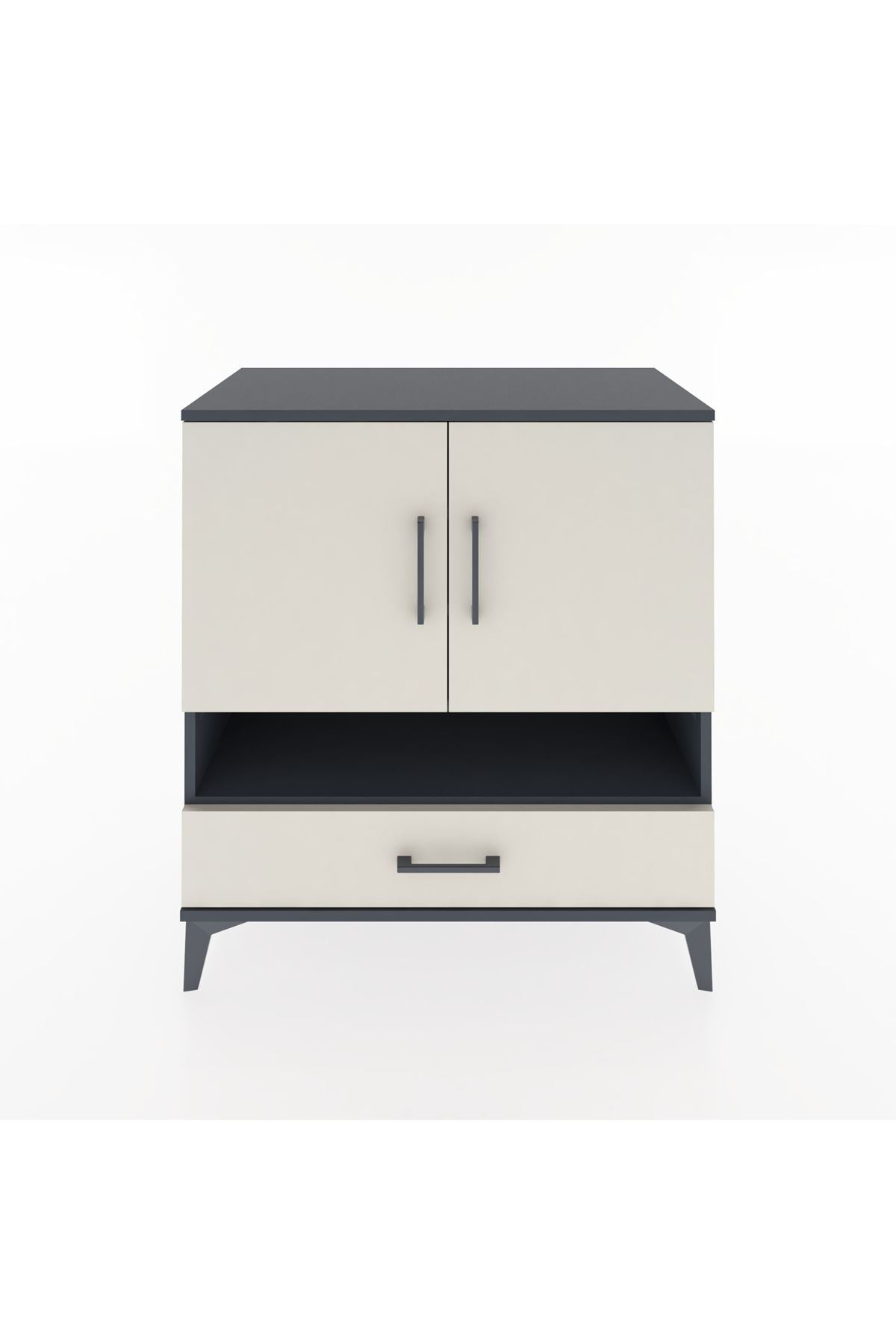 Hyperion Şifonyer 4 Raflı Tek Çekmeceli 2 Kapaklı 88x44x96 Antrasit-Aytaşı