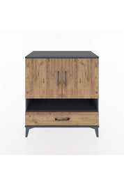 Hyperion Şifonyer 4 Raflı Tek Çekmeceli 2 Kapaklı 88x44x96 Antrasit-Çam