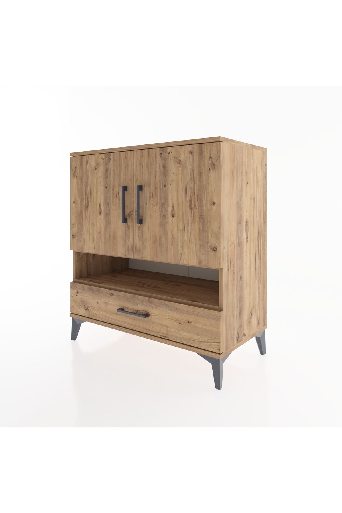 Hyperion Şifonyer 4 Raflı Tek Çekmeceli 2 Kapaklı 88x44x96 Çam-Çam