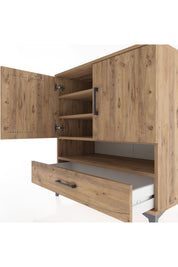 Hyperion Şifonyer 4 Raflı Tek Çekmeceli 2 Kapaklı 88x44x96 Çam-Çam