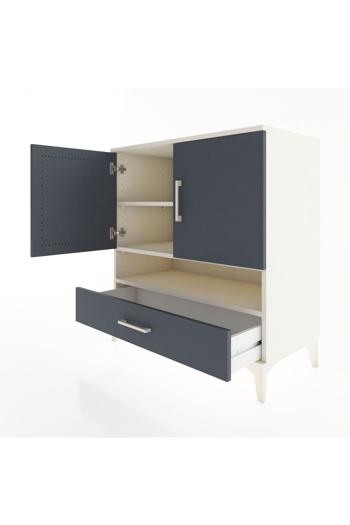 Hyperion Şifonyer 3 Raflı Tek Çekmeceli 2 Kapaklı 88x44x96 Aytaşı-Antrasit