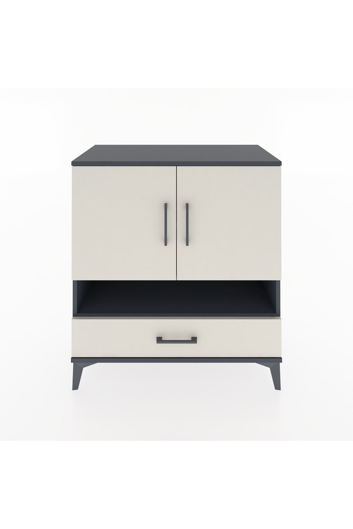 Hyperion Şifonyer 3 Raflı Tek Çekmeceli 2 Kapaklı 88x44x96 Antrasit-Aytaşı