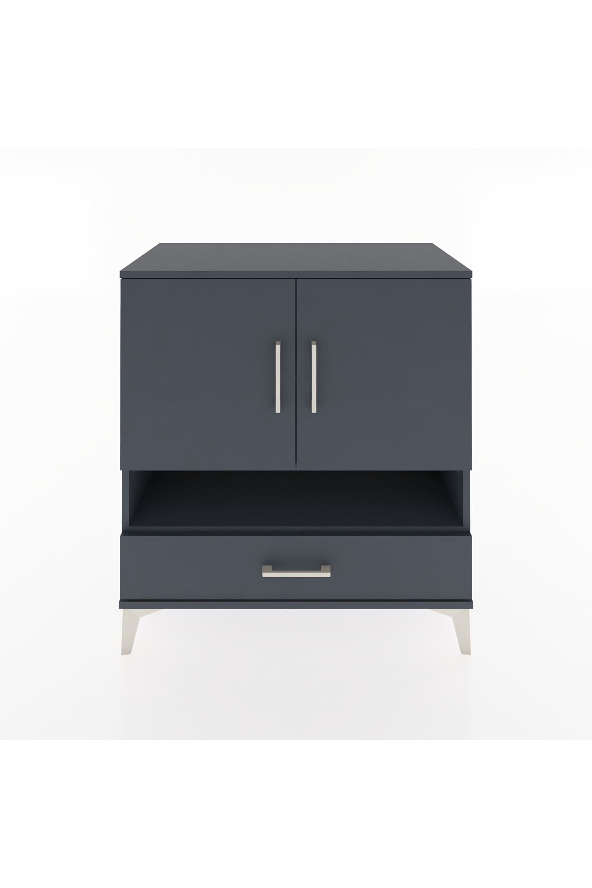 Hyperion Şifonyer 3 Raflı Tek Çekmeceli 2 Kapaklı 88x44x96 Antrasit-Antrasit