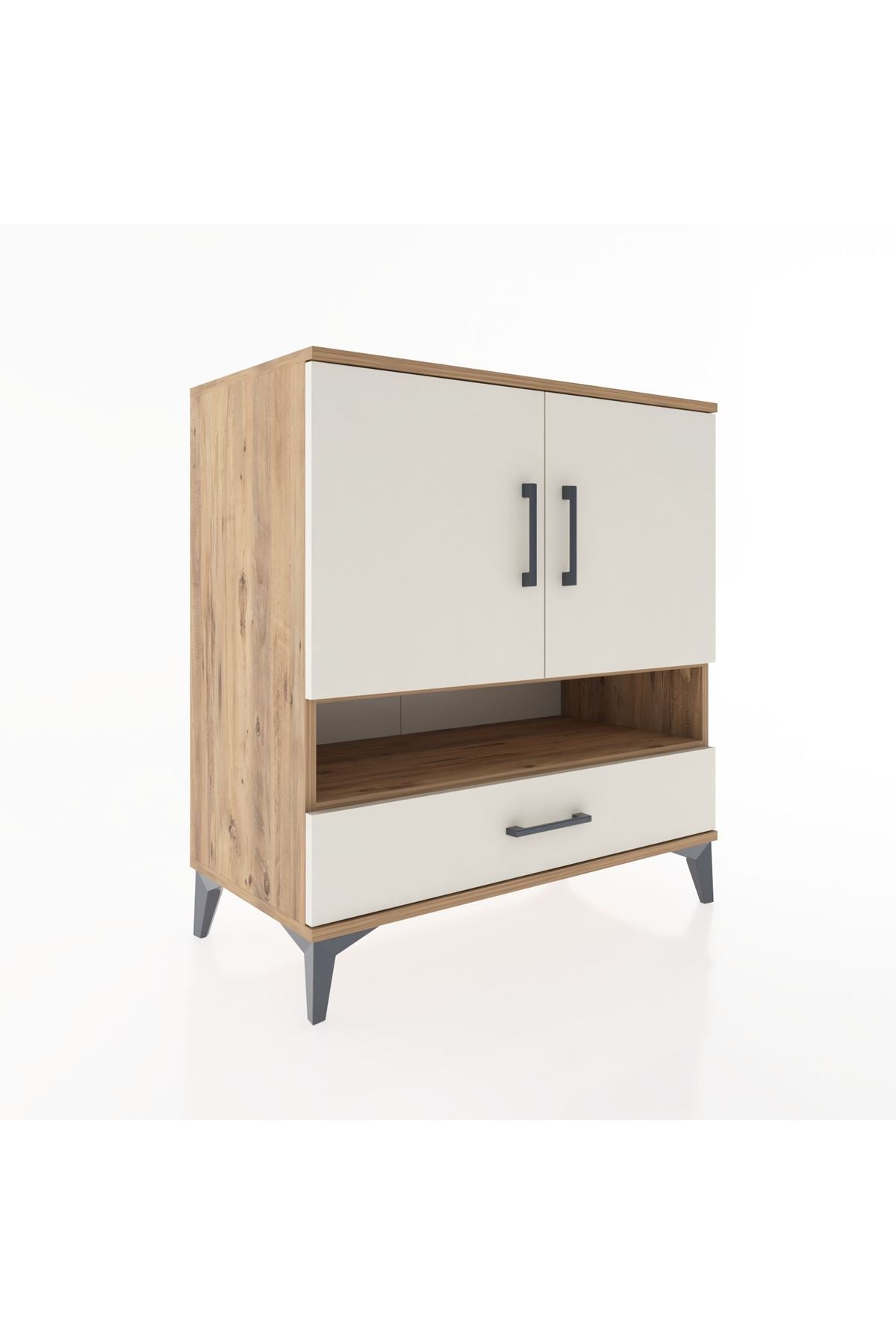 Hyperion Şifonyer 3 Raflı Tek Çekmeceli 2 Kapaklı 88x44x96 Çam-Aytaşı