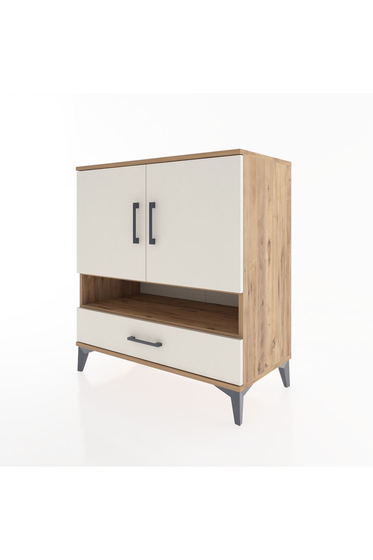 Hyperion Şifonyer 3 Raflı Tek Çekmeceli 2 Kapaklı 88x44x96 Çam-Aytaşı