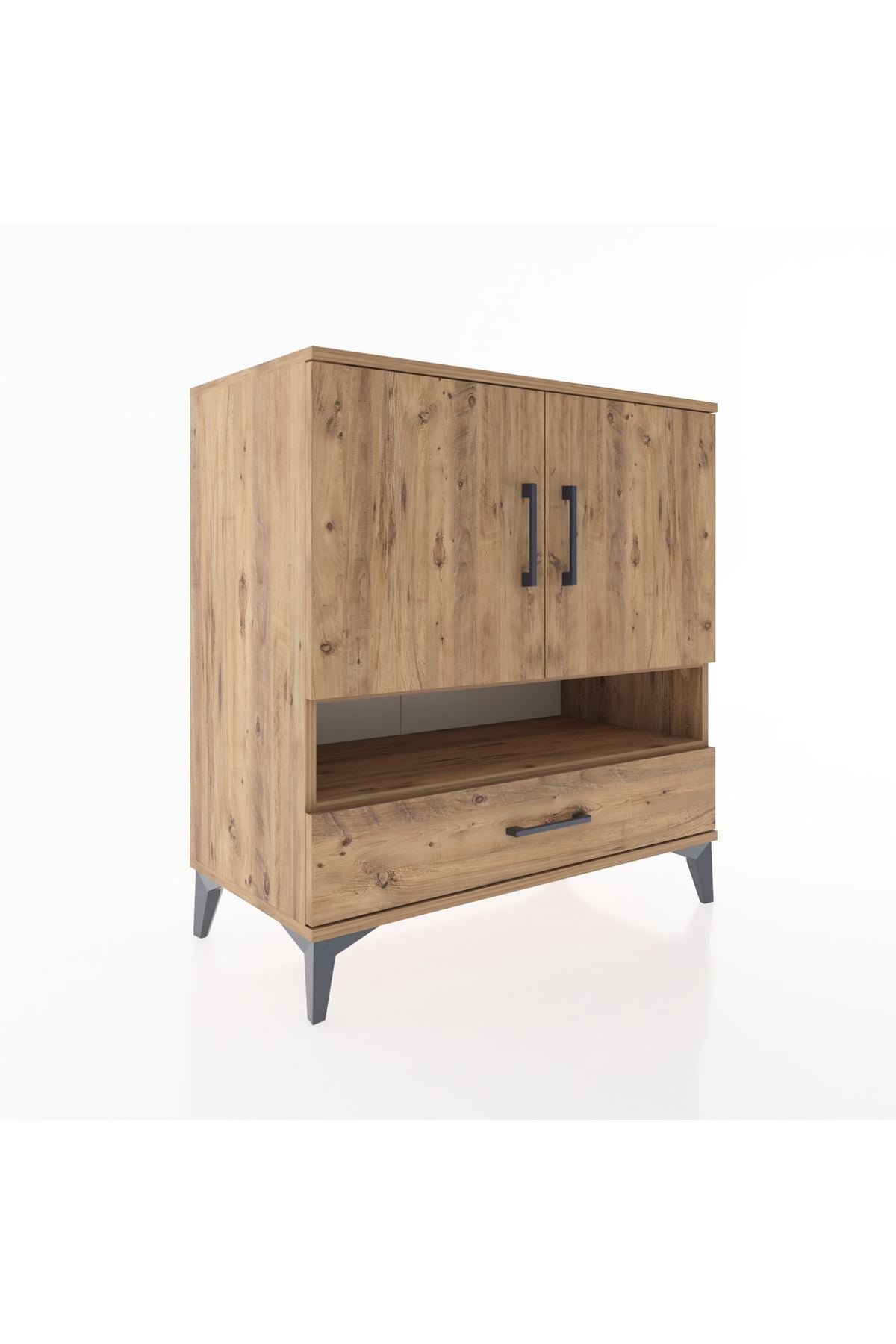 Hyperion Şifonyer 3 Raflı Tek Çekmeceli 2 Kapaklı 88x44x96 Çam-Çam