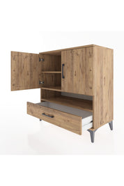 Hyperion Şifonyer 3 Raflı Tek Çekmeceli 2 Kapaklı 88x44x96 Çam-Çam