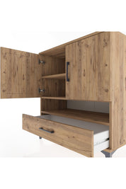 Hyperion Şifonyer 3 Raflı Tek Çekmeceli 2 Kapaklı 88x44x96 Çam-Çam