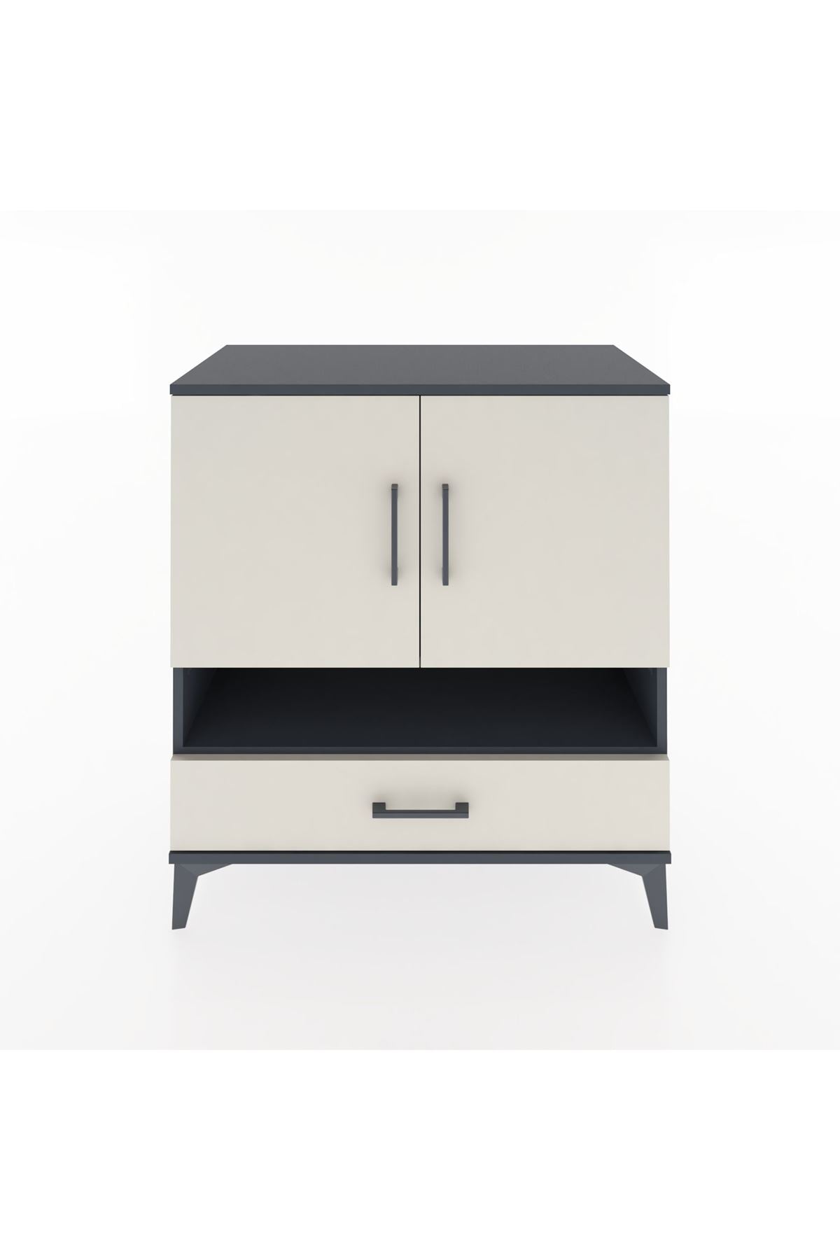 Hyperion Şifonyer 2 Raflı Tek Çekmeceli 2 Kapaklı 88x44x96 Antrasit-Aytaşı