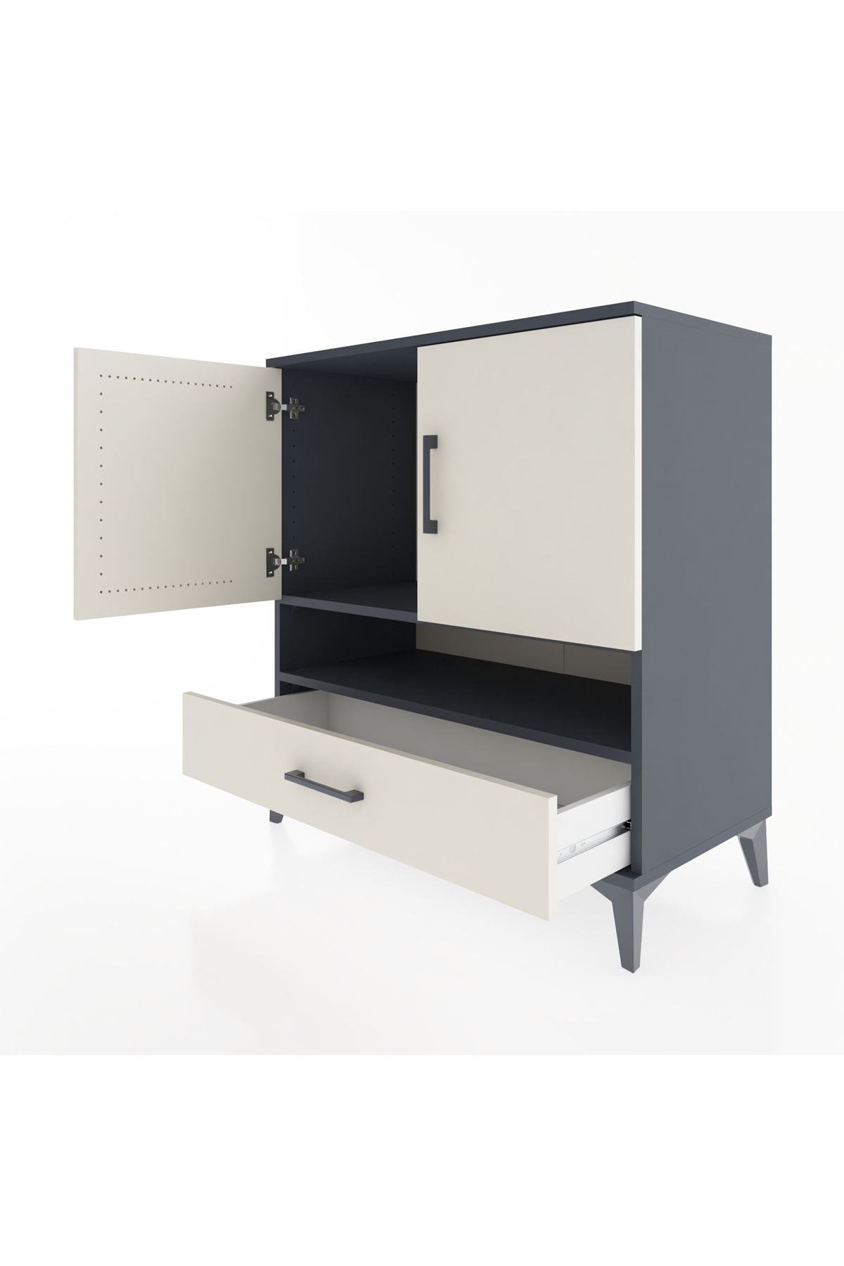 Hyperion Şifonyer 2 Raflı Tek Çekmeceli 2 Kapaklı 88x44x96 Antrasit-Aytaşı