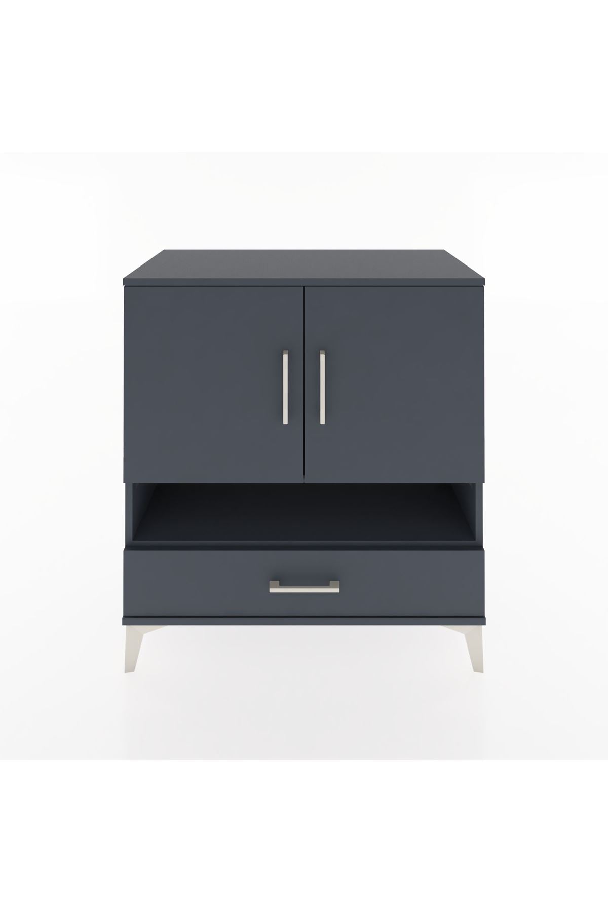 Hyperion Şifonyer 2 Raflı Tek Çekmeceli 2 Kapaklı 88x44x96 Antrasit-Antrasit